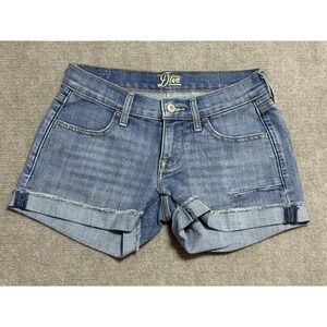 Old Navy Diva Shorts Womens 0 Denim Rolled Cuff Star Patch Distressed Summer‎